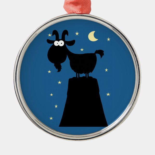 Ornamento De Metal Silhuette of Goat on Mountain (Frente)