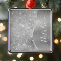 Silver Glitter Glam Bling Personalized Metallic