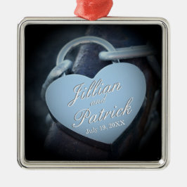 Ornamento De Metal Silver Gray Padlock Chain Link Lovers