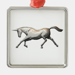 Ornamento De Metal Silver Unicorn