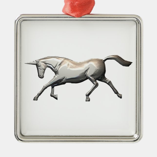 Ornamento De Metal Silver Unicorn (Frente)