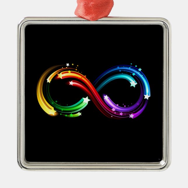 Ornamento De Metal Símbolo do infinito de cometas arco-íris (Frente)