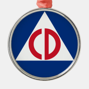 Ornamento De Metal Símbolo do vintage do logotipo da defesa civil do