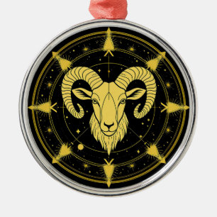 Ornamento De Metal Símbolo Dourado do Zodíaco de Áries