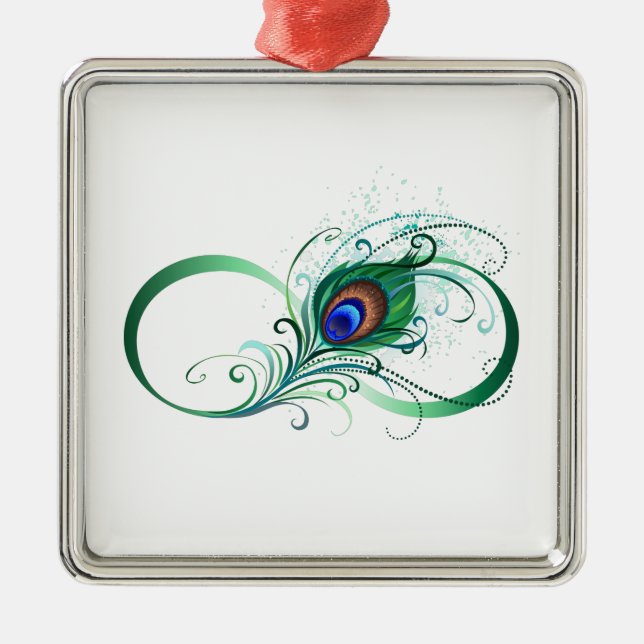 Ornamento De Metal Símbolo Infinito com Pavão (Frente)