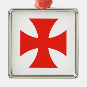 Ornamento De Metal símbolo malta templar tricota vermelho cruz