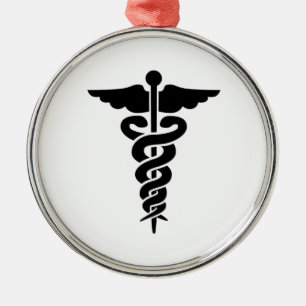 Ornamento De Metal Símbolo Médico Caduceus