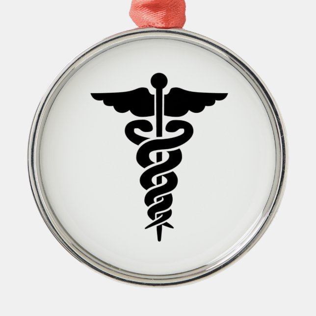 Ornamento De Metal Símbolo Médico Caduceus (Frente)