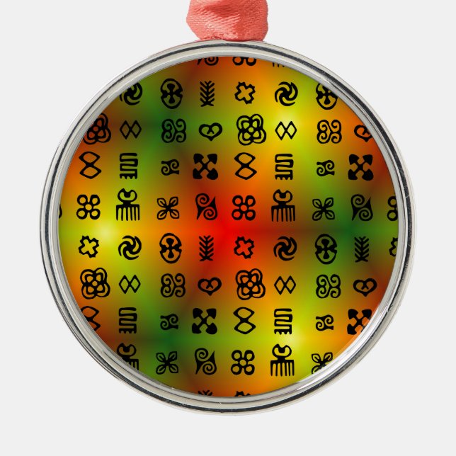 Ornamento De Metal Símbolos de Adinkra com cores africanas (Frente)