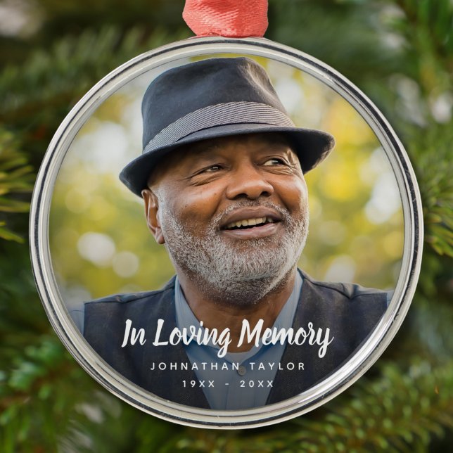 Ornamento De Metal Simpatia Foto Memorial Remembrance Ornament (Photo Holiday Ornament)