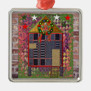 Ornamento De Metal Simple Bahay Kubo