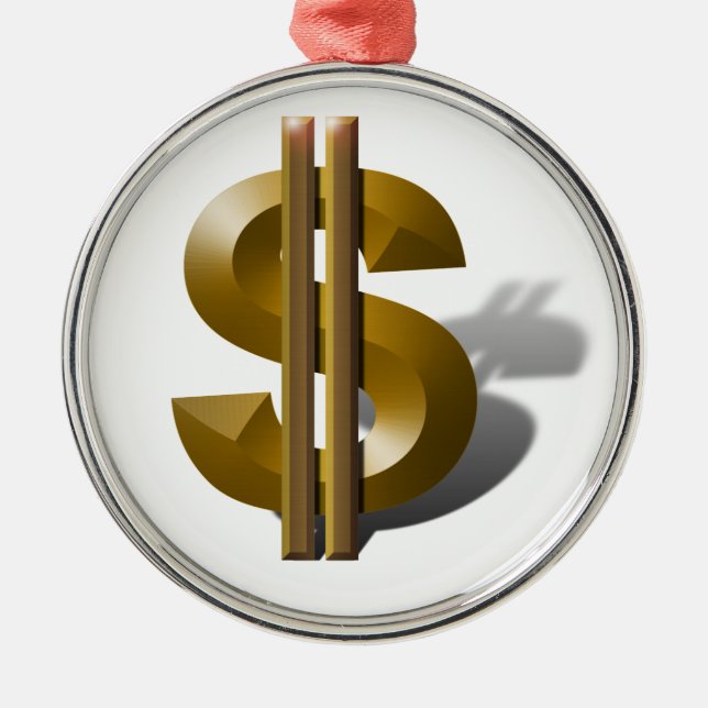 Ornamento De Metal Sinal de Dólar Dourado (Frente)