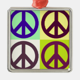 Ornamento De Metal Sinal de Paz - Arte Pop