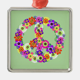 Ornamento De Metal Sinal de Paz Floral