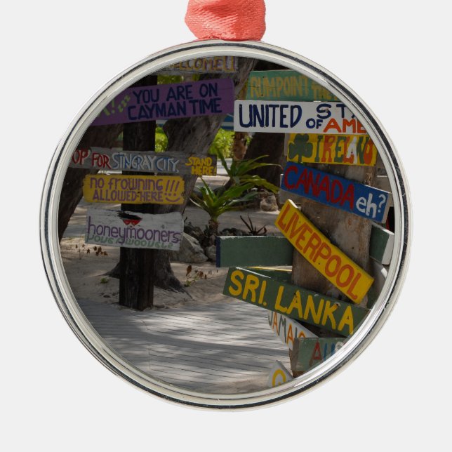 Ornamento De Metal Sinal Poste Rum Point Grand Cayman (Frente)
