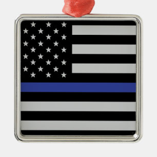 Ornamento De Metal Sinalizador Americano Thin Blue Line Personalizado