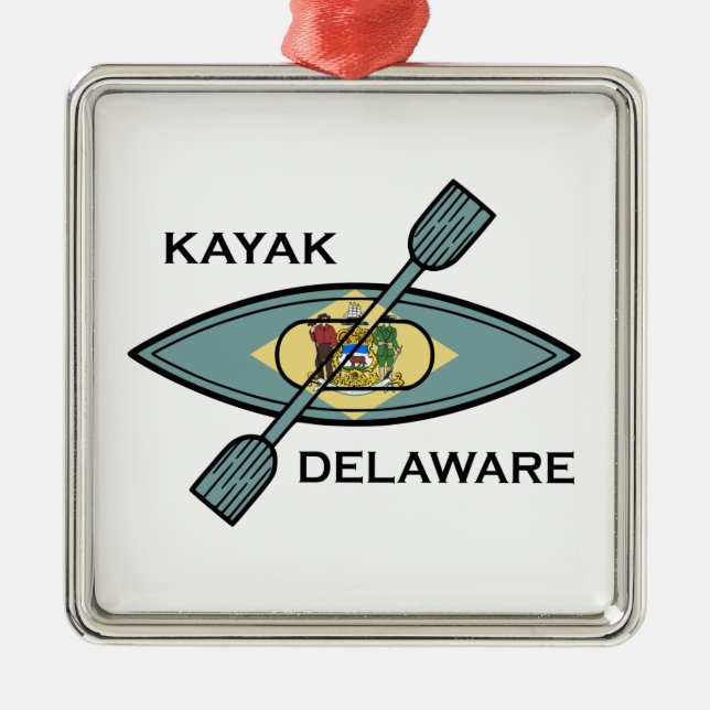 Ornamento De Metal Sinalizador Kayak Delaware (Frente)