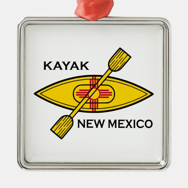 Ornamento De Metal Sinalizador Kayak Novo México (Frente)