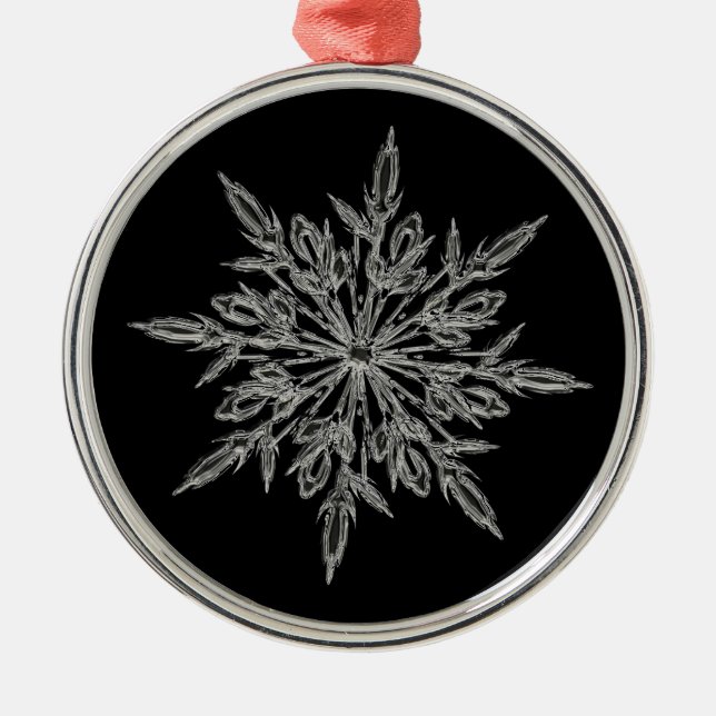 Ornamento De Metal Single Ice Crystal on Black Elegant (Frente)