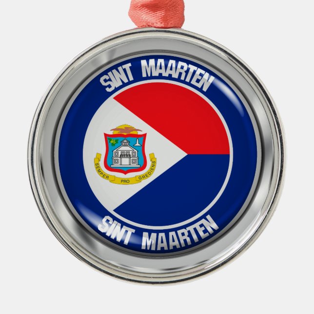 Ornamento De Metal Sint Maarten Round Emblem (Frente)
