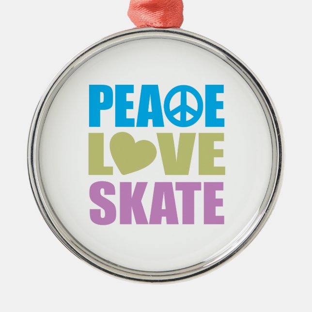Ornamento De Metal Skate do amor da paz (Frente)