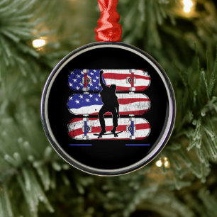 Ornamento De Metal Skate Men - USA American Flag