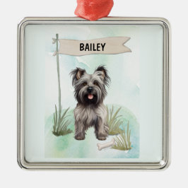 Ornamento De Metal Skye Terrier Watercolor Personalized Dog