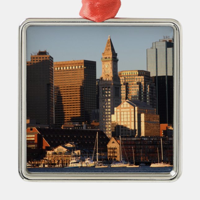 Ornamento De Metal Skyline 5 de Boston, Massachusetts (Frente)