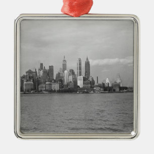 Ornamento De Metal Skyline B&W de Manhattan da Nova Iorque dos EUA
