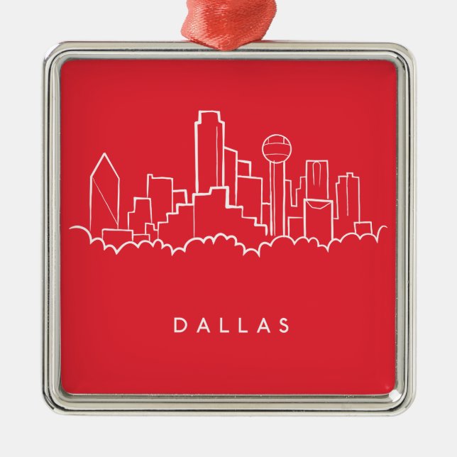 Ornamento De Metal Skyline de Dallas Texas (Frente)