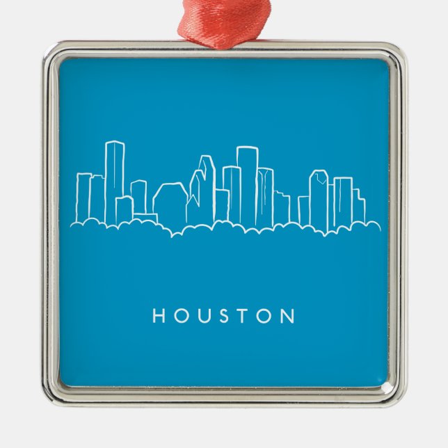 Ornamento De Metal Skyline de Houston (Frente)