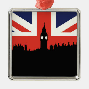 Ornamento De Metal Skyline   de Londres a bandeira britânica