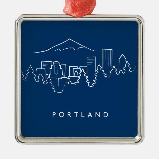 Ornamento De Metal Skyline de Portland (Frente)