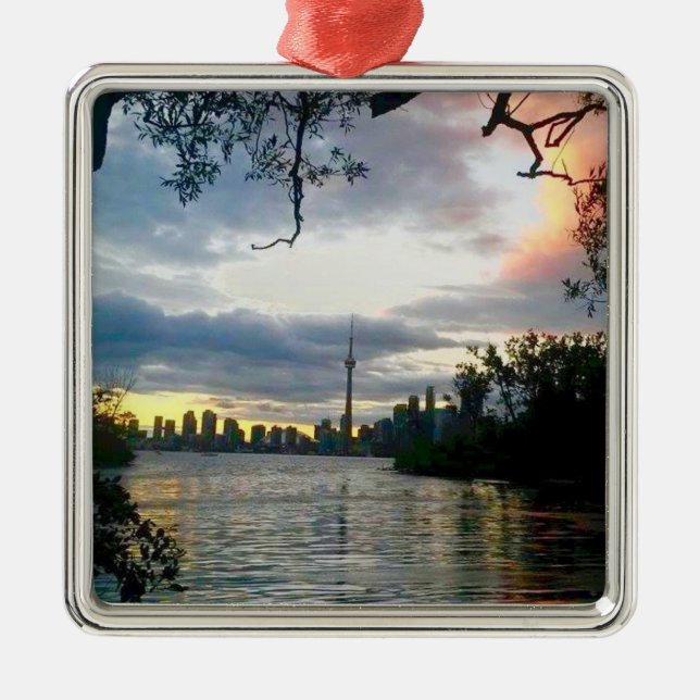 Ornamento De Metal Skyline de Toronto (Frente)
