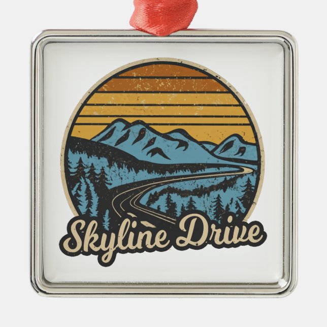 Ornamento De Metal Skyline Drive Virginia Retro (Frente)