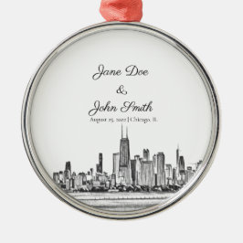 Ornamento De Metal Skyline Personalizado em Chicago