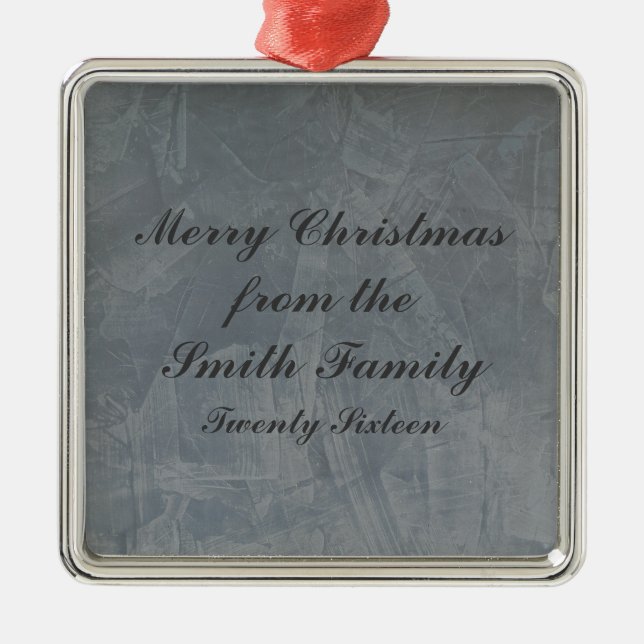 Ornamento De Metal Slate Cinza Venetian Plaster Natal (Frente)