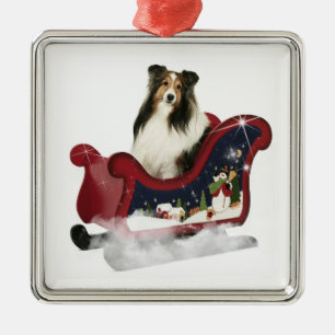 Ornamento De Metal Sleigh Sheltie