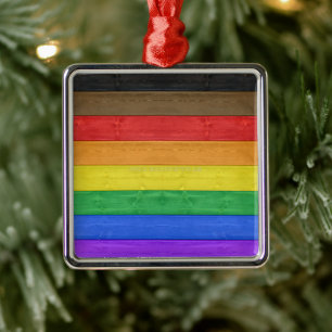 Ornamento De Metal SlipperyJoe's Inclusive orgulho gay flag texturizo