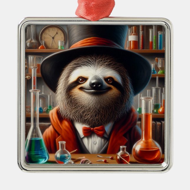 Ornamento De Metal Sloth Mad Scientist (Frente)