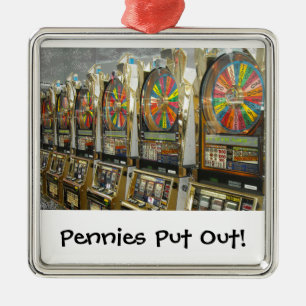 Ornamento De Metal Slots/ Pennies De Las Vegas Colocados
