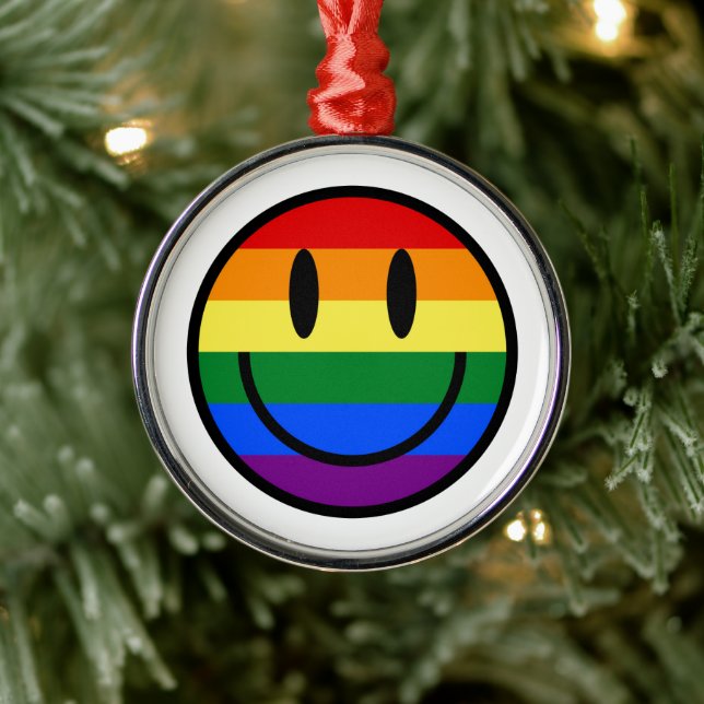 Ornamento De Metal Smiley face arco-íris (Árvore)