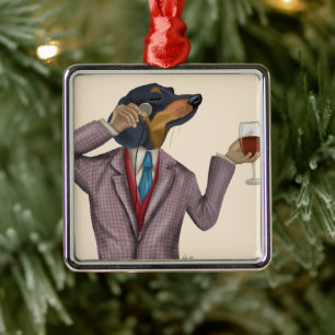 Ornamento De Metal Snobe de vinho Dachshund
