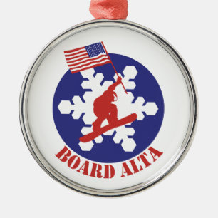 Ornamento De Metal Snowboard Alta