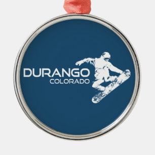 Ornamento De Metal Snowboarder de Durango Colorado