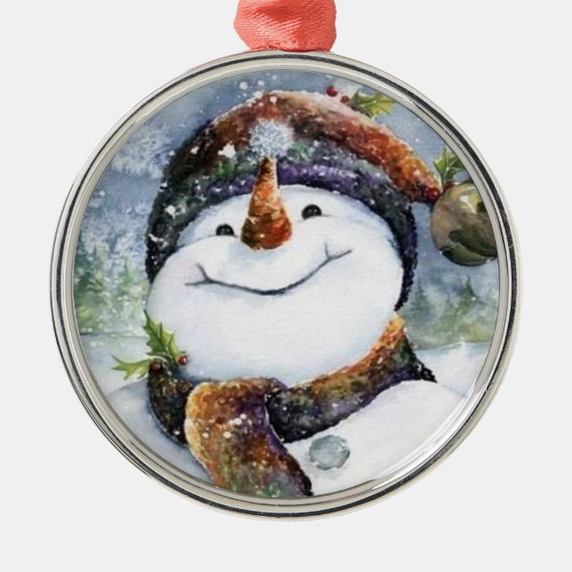 Ornamento De Metal Snowman (Frente)
