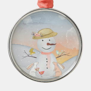 Ornamento De Metal Snowman e Winter Woodland Amigos