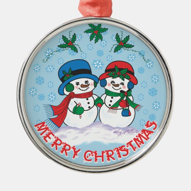 Ornamento De Metal Snowman Metal Ornament (Frente)