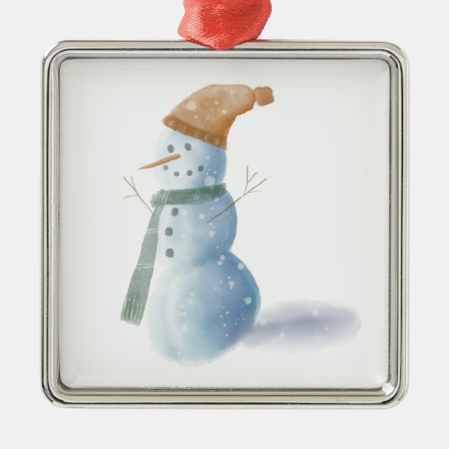 Ornamento De Metal Snowman Metal - Ornamento Fracionado (Frente)