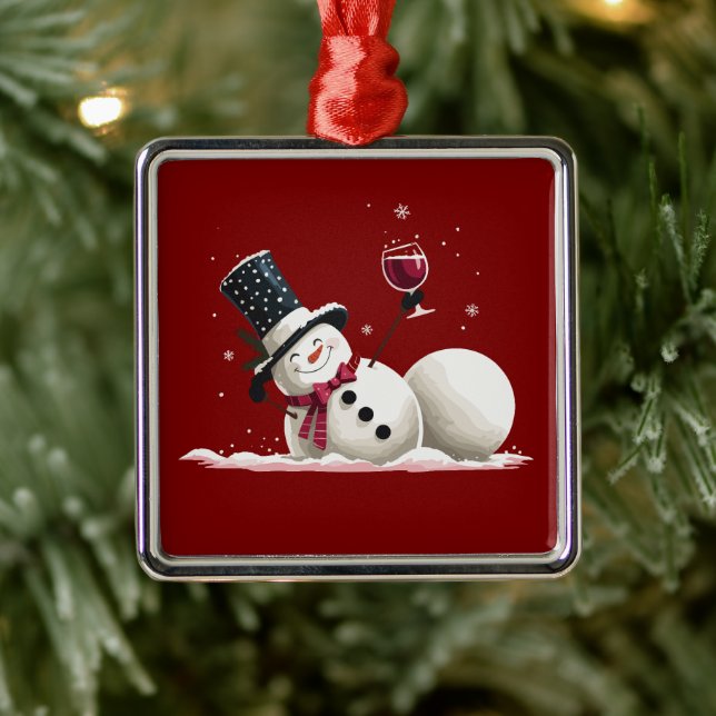 Ornamento De Metal Snowman With Wine Christmas Gift Xmas Holiday  (Árvore)